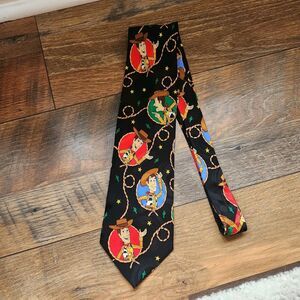 Vintage 90s Disney Toy Story Silk Tie Cowboy Woody Black With Lasso Kidcore Y2K